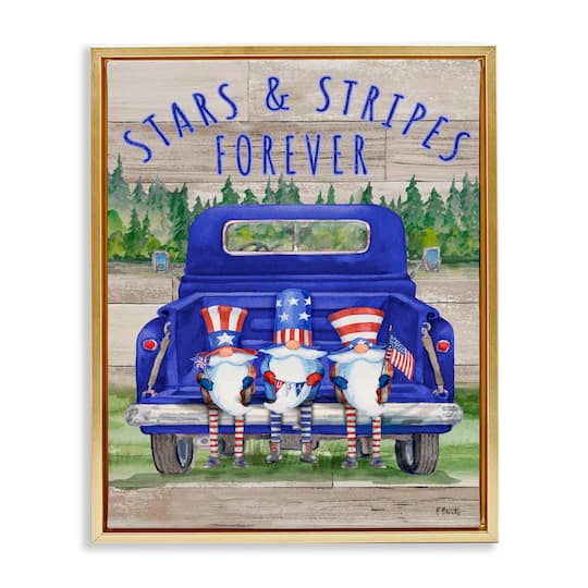 Stupell Industries Stars & Stripes Forever Americana Gnomes Floater Framed Art